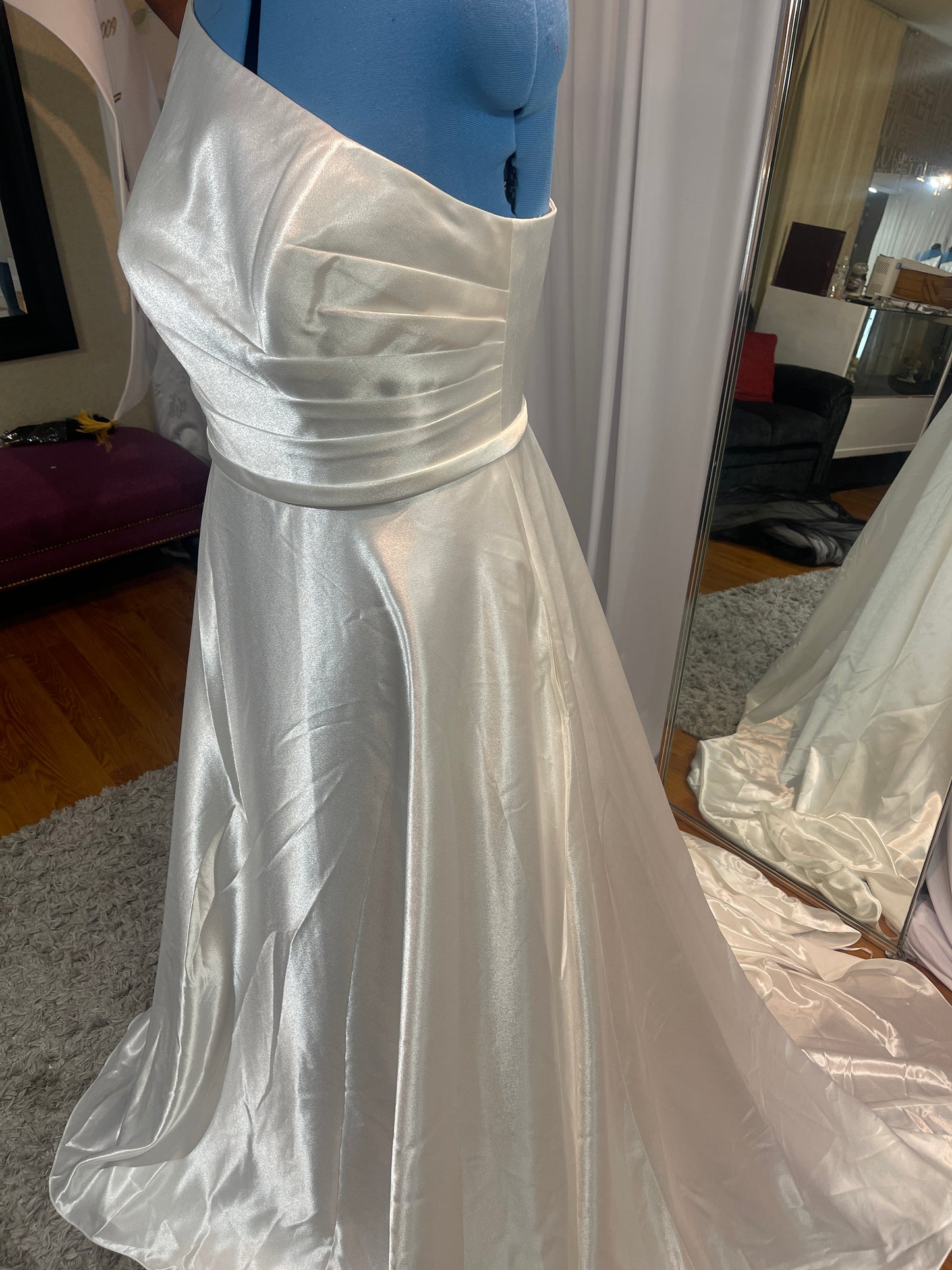 Satin One Shoulder Wedding Gown