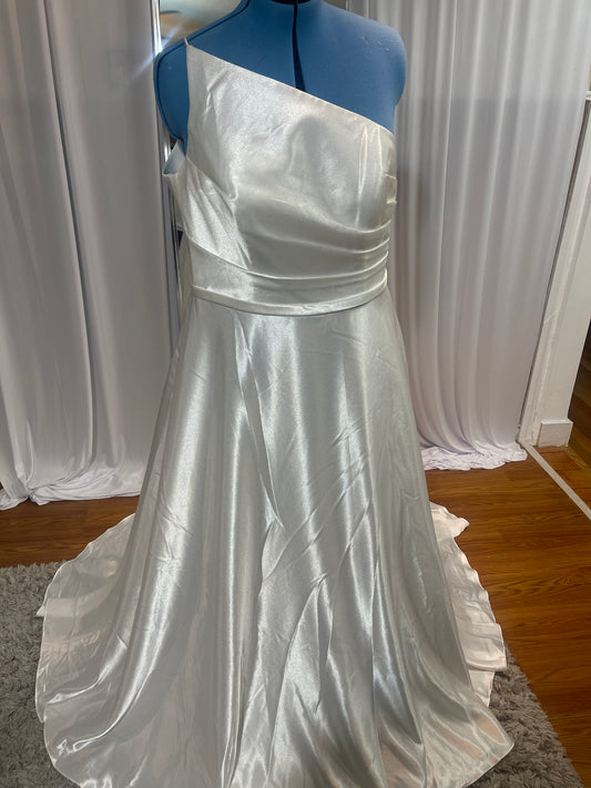 Satin One Shoulder Wedding Gown