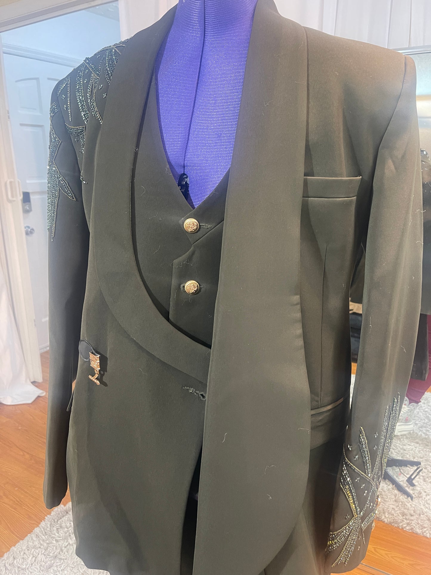 Green Suit With Embellishments