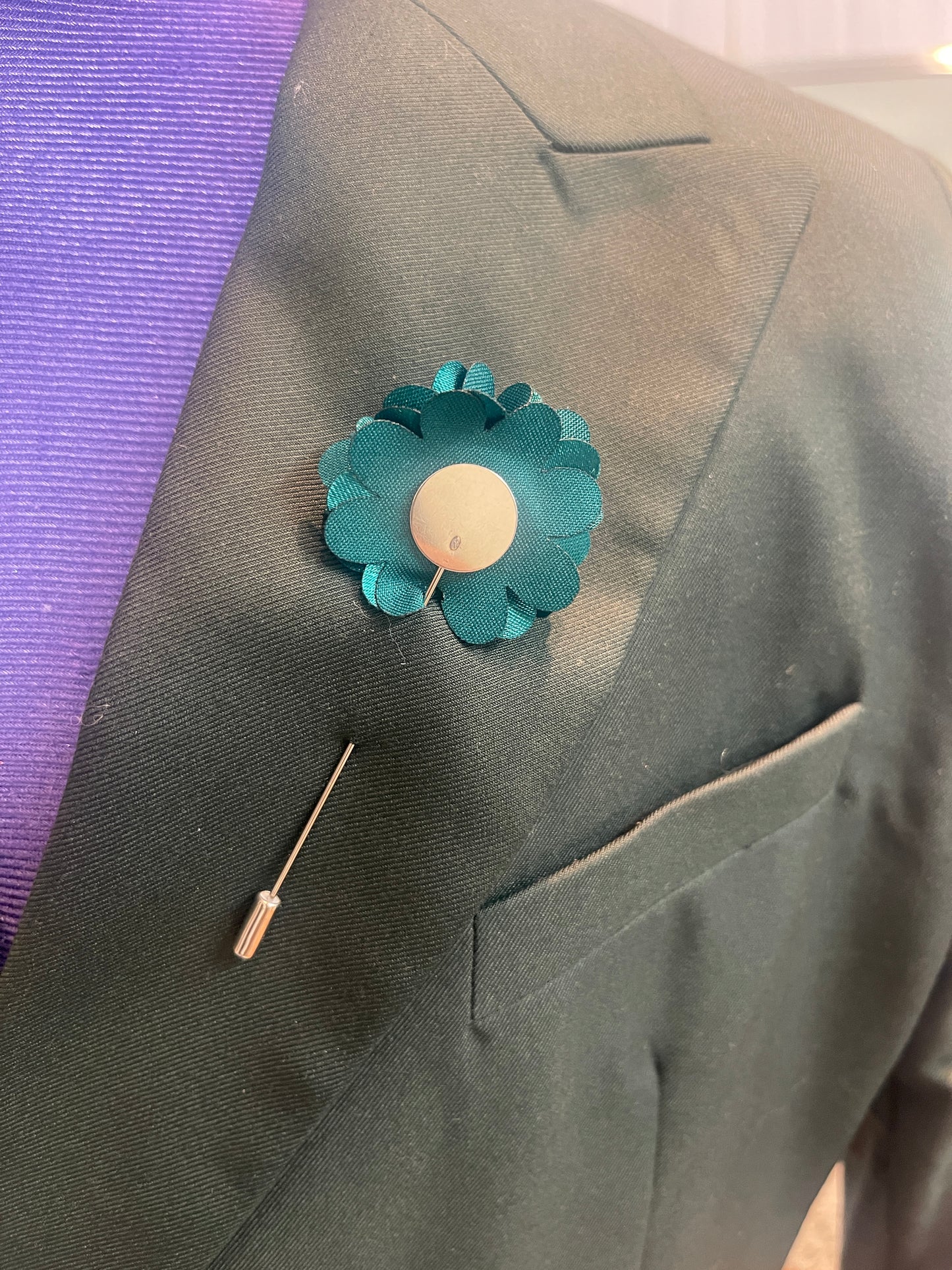 (Women) Green Suit With Lapel Pin
